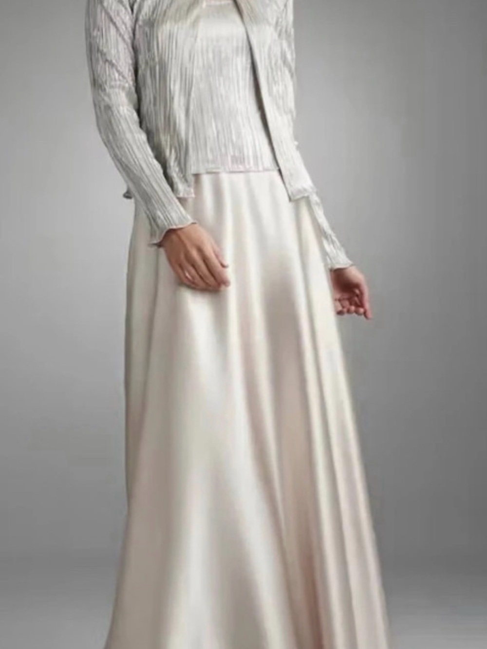 Jessica Howard Ivory Satin Maxi Skirt